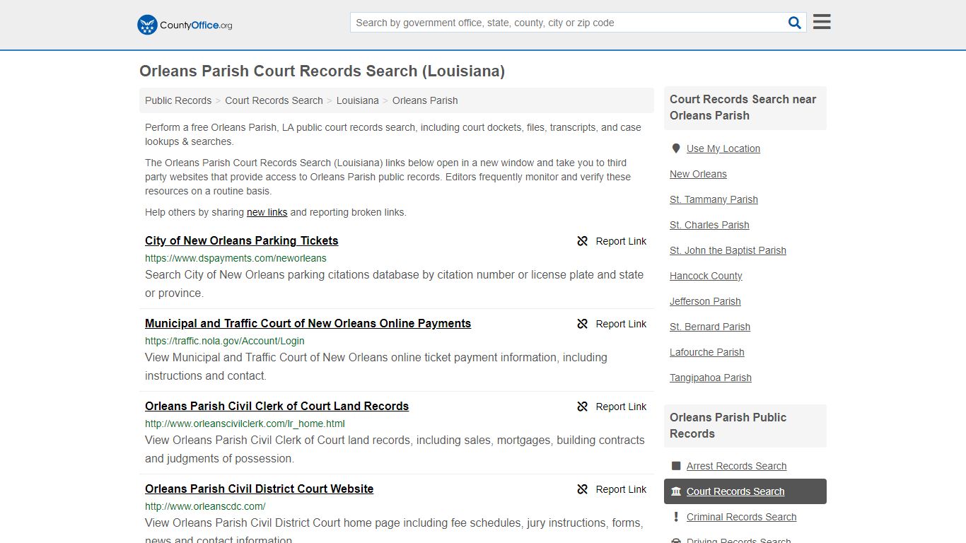 Orleans Parish Court Records Search (Louisiana) - County Office